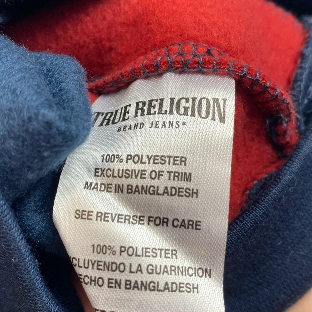 True Religion full zip hoodie M super soft large logo fleece lined casual Y2K